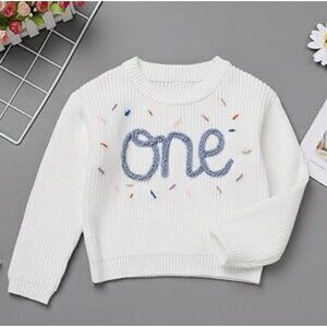 Baby Girl 1st Birthday Outfit Fall Baby Knit Sweater Chunky Baby Sweater Infant
